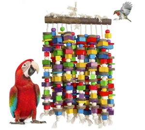 Juguete para masticar loro pájaro extra grande - bloque de madera natural multicolor - Imagen 1 de 4