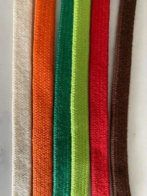 Vintage 1970s  (6) Seamless fabric ribbons 1/4" wide 36" long, trim, tie, craft - Image 1 of 4