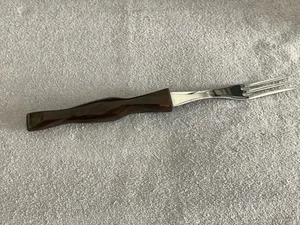 Vintage Cutco Carving Fork 1726, D77, Brown & Orange Swirl Handle, 11” - Picture 1 of 4