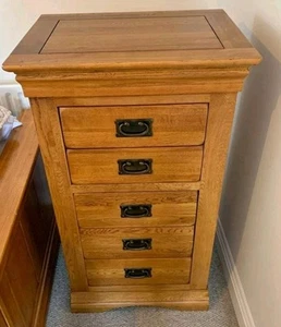 Oak Furniture Land French Farmhouse Rustic Tallboy - Picture 1 of 2