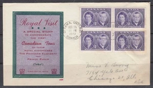 Canada Scott 315 Blk 4 FDC - 1951 Royal Visit - Picture 1 of 1