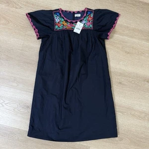NEW Crewcuts J.Crew Boho Embroidered Dress Navy Blue Summer 100% Cotton Girls 10 - Picture 1 of 4