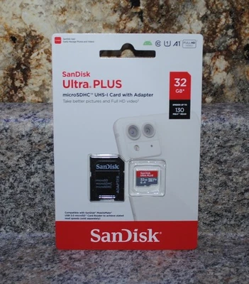 SanDisk Ultra PLUS microSDHC UHS-I 32GB Card with Adapter - Image 1 of 4