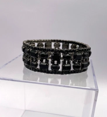 Pulsera elástica de cristal negro defecto de metal armado ¡Lee! Foto 1 de 4