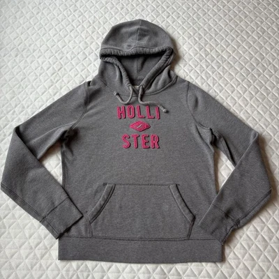 Sudadera con capucha gris vintage Y2K Hollister para mujer talla L deletrear letras rosas Foto 1 de 4