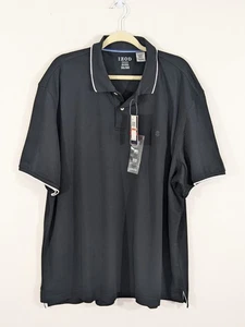 Izod Poloshirt Herren 3XL Schwarz Weiß Besatz Logo Kurzarm Freizeit Golf - Bild 1 von 8