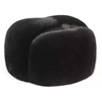 Sombrero de piel de visón para hombre Invierno Piel de visón Calor Protección para los oídos Papá Sombrero de algodón Foto 1 de 4