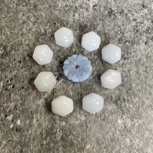 Vintage white Czech Glass Sewing Crafting Buttons Button Lot 129-00 - Picture 1 of 5