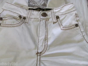 UKNITED ROYAL White Brown Contrast Stitch Jeans 4 way stretch SIZE 4 EUC - Picture 1 of 9