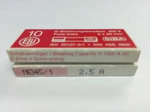 SIBA 70 007 33 179021 2.5A Quick Blow Ceramic Fuse 5 x 20mm 250V Pack10 JPSF163 - Picture 1 of 3