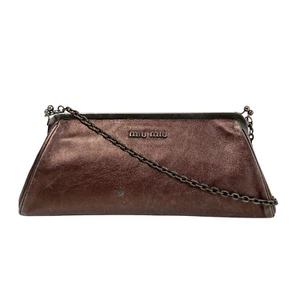 MIU MIU Archive Brown Leather Chain Shoulder Bag - Picture 1 of 19