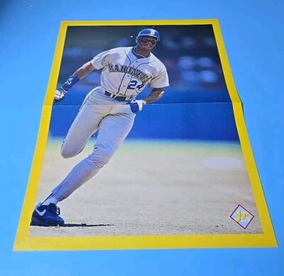 July 1991 Tuff Stuff Ken Griffey Jr Poster Seattle Mariners Yellow Border Folded - Image 1 of 4