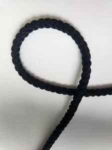 5 mm 7/32" Twist Braided Cord Rope Black Trimming upholstery - SOLD BY YARD - Picture 1 of 3