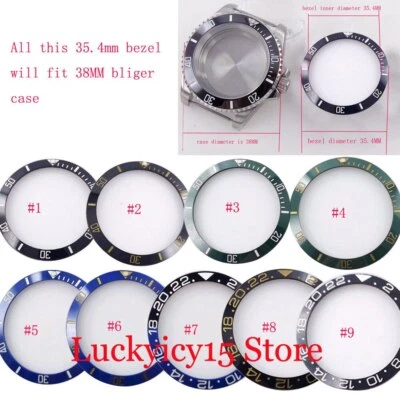35.4MM*29MM*1.4MM Fit 38MM SUB Style  Automatic Movement Watch Case Bezel Insert - Image 1 of 4