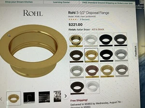 Rohl 743IB 3-1/2" Disposal Flange, Italian Brass - Picture 1 of 5