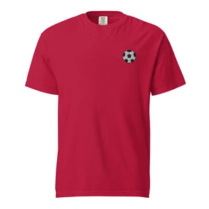 Embroidered Soccer Ball Unisex garment-dyed heavyweight t-shirt - Picture 1 of 15