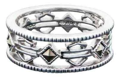 Ladies Harley-Davidson® Sterling Silver Wedding Band Bar  Shield Ring 96 HDR0386 - Image 1 of 2