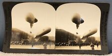 REAL PHOTO Airship Blimp Ballon Ww1 Germany In Battle VINTAGE STEREOVIEW CARD