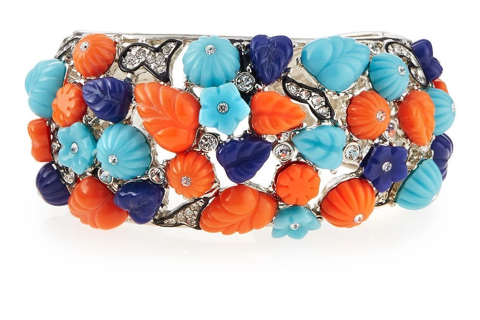 Kenneth Jay LANE KJL Brazalete Gripoix Vidrio Vertido Turquesa Coral Abierto gyu Foto 1 de 4