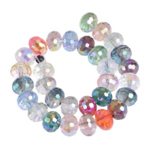 20pcs 7x10mm Shiny Rondelle 96 Facets Faceted Crystal Glass Loose Beads DIY Lot