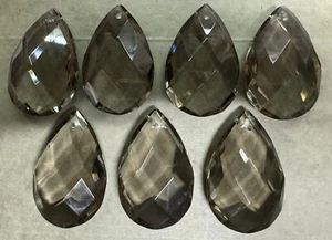 "Lote de 7 prismas de araña de cristal ahumado facetados lágrima vintage de 3""" - Imagen 1 de 4
