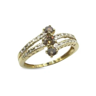 Gold Diamond Ring - 18ct Gold Diamond Ring Ladies Champagne Fancy 0.47ct Cluster - Image 1 of 4