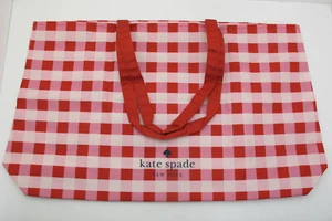 NEW KATE SPADE New York Large Polyester Checker Red Pink Multi Function Tote - Picture 1 of 5
