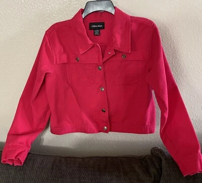 Hot розовый, укороченный, женщин XL RN 17730 на пуговицах, джинсовая куртка, Xhilaration - Изображение 1 из 4