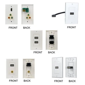 HDMI Wandplatte Front Panel Abdeckung Kupplung Steckdose Anschlüsse Koax F-Typ Cinch RBG HDTV - Bild 1 von 6