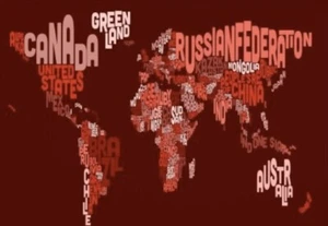 World Text Map 3 By Michael Tompsett Work, 22x32” Canvas Wall Art - Picture 1 of 3