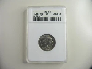 1938 D D/D US Mint Buffalo Nickel MS65 ANACS Certified Holder - Picture 1 of 5