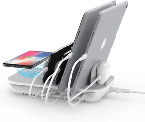 70w Charging Station For Multiple Devices5 Port Charging Dock With 15w Wireless - Picture 1 of 6