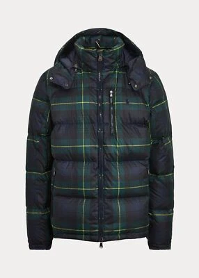 Polo Ralph Lauren Tartán Reloj Negro Con Capucha Poni Logo Plumón Abrigo Chaqueta Nuevo con Etiquetas Foto 1 de 4