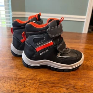 New Geox flanfil ABX waterproof baby boots size 8 black orange - Picture 1 of 9
