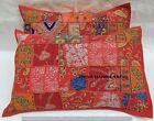 Indian Vintage Patchwork Throw Cotton Kantha Decorative Red Sofa Pillow Case