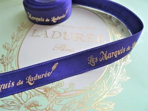 Cinta con logotipo LADUREE - Les Marquis de Laduree, satén púrpura, W: 15 mm, 3 M a unidad - Imagen 1 de 12