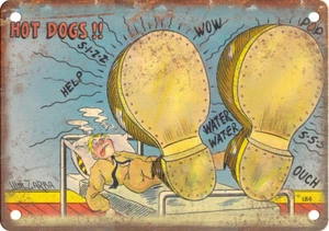 1940er Leinen Comic Postkarte Curt Teich MWM 12" x 9" Reproduktion Blechschild ZJ47 - Bild 1 von 1