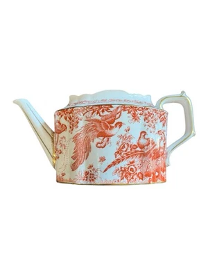 Royal Crown Derby Red Aves Teapot English Bone China Oriental Bird Floral,NO TOP - Image 1 of 4
