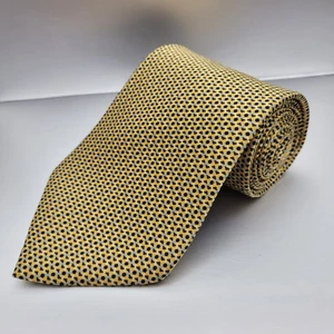 Corbata Gianfranco Ruffini Italia Oro Negro 100% Seda Pin Dot - Imagen 1 de 4