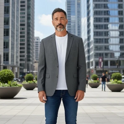 Versace Colección Traje Chaqueta Blazer 50 EUR/40 EE. UU. Slim Gris Lana Ventilación Única  Foto 1 de 4