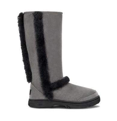 Botas de inverno femininas UGG Sunburst camurça alta tamanho 5 cinza preto - Imagem 1 de 4