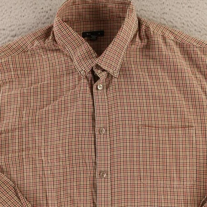 Van Heusen Shirt Mens 2XL Red Brown Tattersall Check Twill Button Up Pocket - Picture 1 of 10