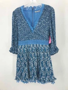 Pre-Owned Alice + Olivia Blue Size 4 Floral Shift Knee Length Long Sleeve Dress - Picture 1 of 3