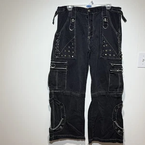 Pantaloni Tripp NYC Step Chain nero/bianco con pin fly - Foto 1 di 6
