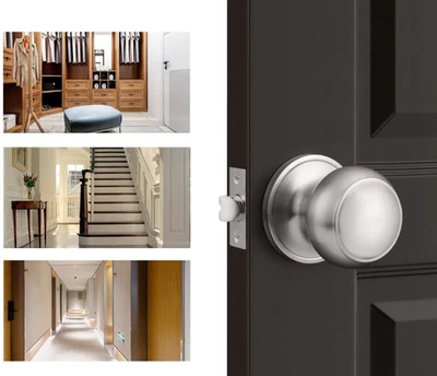  6 Packs Passage Door Knob Set Brushed Nickel Finish Closet Hall Door Knobs - Image 1 of 2