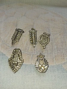 Vintage Konvolut Strass Art Deco SCHUH oder Schal CLIPS Verschleiß oder Reparatur - Bild 1 von 4