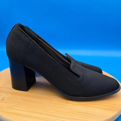 Zapatos de salón Adrienne Vittadini Brittiny negros tejidos tacón bloque talla 8 M cómodos Foto 1 de 4
