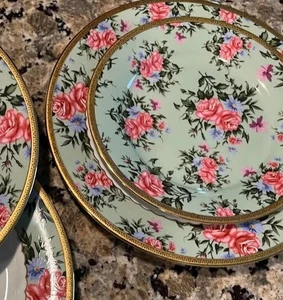 Vtg Charter Club Plates chintz Accent dinner & salad dish Grand Buffet 2 total - Picture 1 of 8