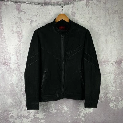 Vintage HUGO BOSS Moto Jacket Leather Buffalo Black Biker Luxury Men’s Size M - Image 1 of 4
