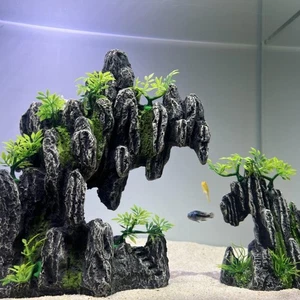 Adorno grande para pecera acuario montaña roca decoración de cueva oculta 0708  - Imagen 1 de 8